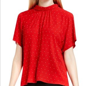 Vince Camuto Shirred Mock Neck Blouse